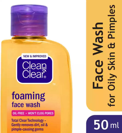 Clean & Clear Foaming Face Wash for Pimple Causing Germs | Oil-Free 50ml pack of 3