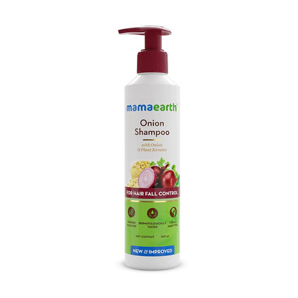 MAMAEARTH Onion Shampoo for Hair Growth & Loss Control | Moisturizing Gentle Scalp Cleanser with Plant Keratin | Sulfate & Paraben Free 200 ML