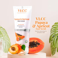 VLCC Papaya & Apricot Face Scrub for Sensitive Skin | Mild Exfoliating Cleanser for Daily Use | Removes Dead Skin | Enhances Skin Tone & Texture | 2.82 Oz/80 g