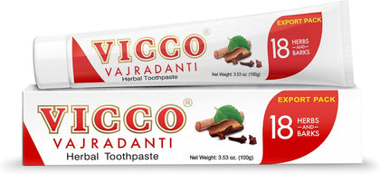 Vicco Vajradanti Herbal Ayurvedic Toothpaste | Natural Astringent and Analgesic| Consists of 18 Herbs, 100% Natural, Vegan, and Cruelty-Free | Regular 100 gram pack of 2