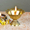 Brass Lotus Akand Diya – Traditional Indian Golden Oil Lamp for Diwali Pooja & Home Temple Decoration, Handmade Engraved Virgin Brass Metal for Thanksgiving & Festivals – 3.25 Inch (Pack of 1)