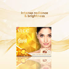 VLCC Gold Facial Kit - Single Use | Salon Like Facial at Home in Just 6-Steps | Includes Cleanser, Scrub, Cream, Face Pack & Moisturizing Gels | 2.12 Oz/60g