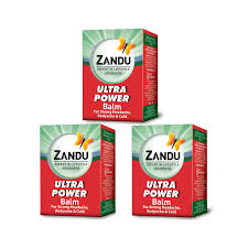 Zandu Balm Ultra Power Balm Multipurpose Solution for Strong Headache Body Ache and Cold 8ml pack of 3